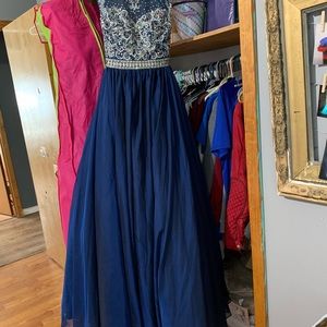 Tiffany Designs Dresses - NAVY BEADED BALLGOWN Tiffany Designs Dresses - NAVY BEADED BALLGOWN